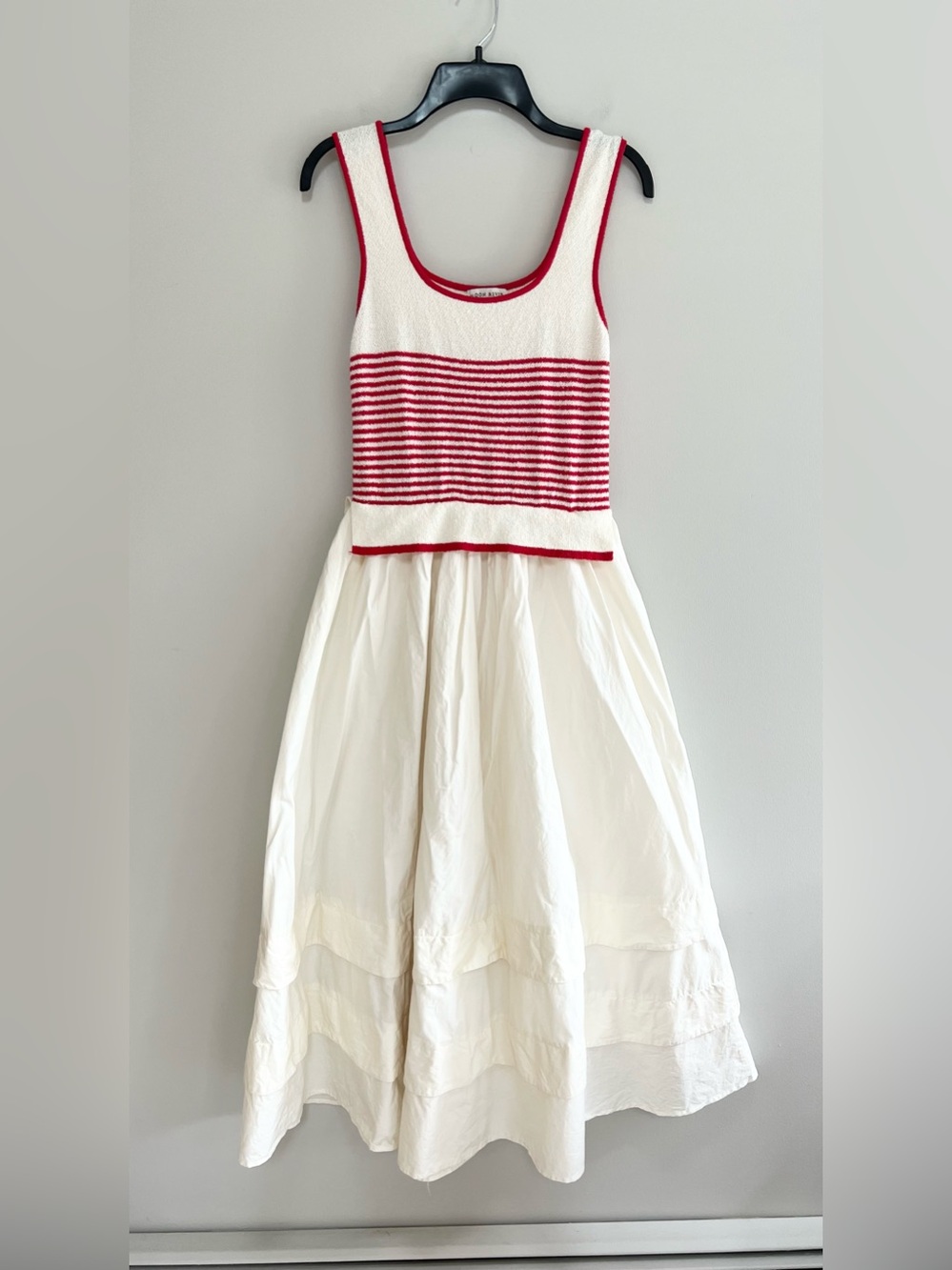 Moon River Sleevless Striped Knit Tank Boho Flowy Skirt Scoop Neck Midi Dress, M
